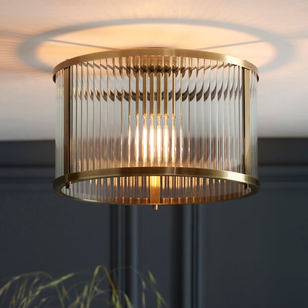 Vogue Hadley Ribbed Flush Ceiling Light Gold