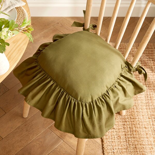 Olive Frill Seat Pad Green