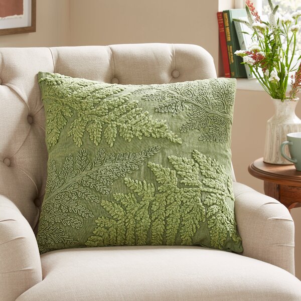 Churchgate Fawsley Fern Square Cushion Olive (Green)