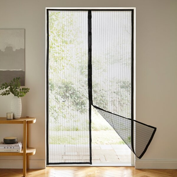 Magnetic Black Fly Net Curtain Black