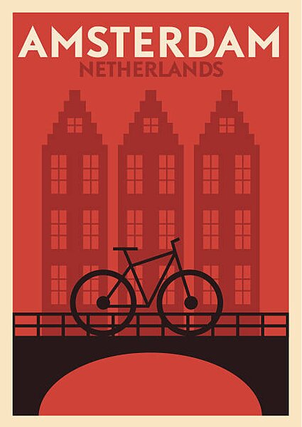 Art Print Typographic Amsterdam City Poster Design, kursatunsal