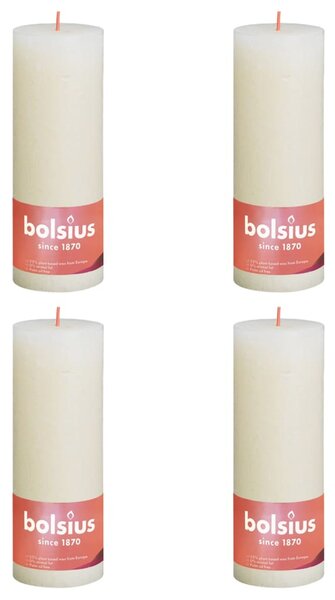 Bolsius Rustic Pillar Candles Shine 4 pcs 190x68 mm Soft Pearl