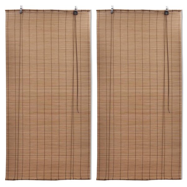 Bamboo Roller Blinds 2 pcs 80 x 160 cm Brown
