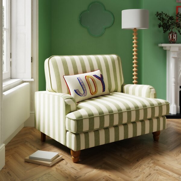 Beatrice Woven Stripe Snuggle Chair Olive