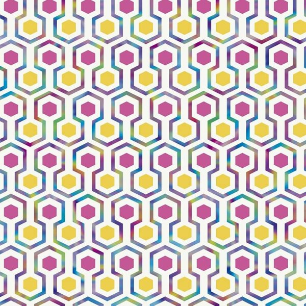 Noordwand Good Vibes Wallpaper Hexagon Pattern Pink and Yellow