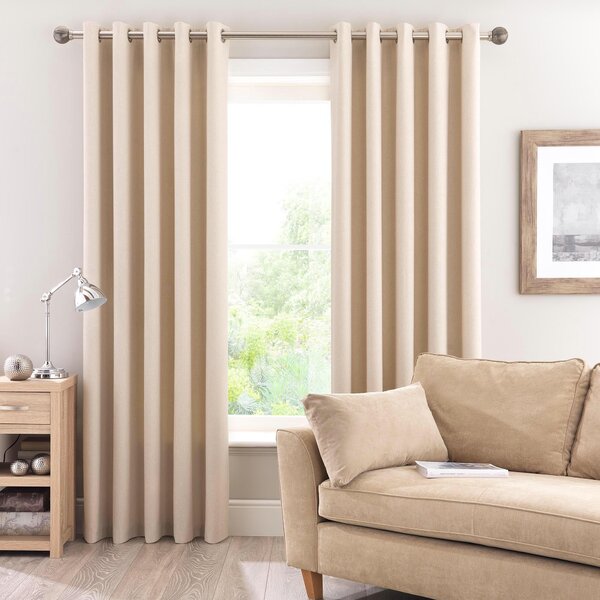 Luna Brushed Blackout Eyelet Curtains