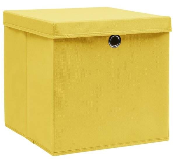 Storage Boxes with Lids 4 pcs Yellow 32x32x32 cm Fabric