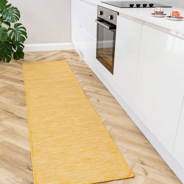 Yellow Easy Clean Hallway Runner Rug | Patio
