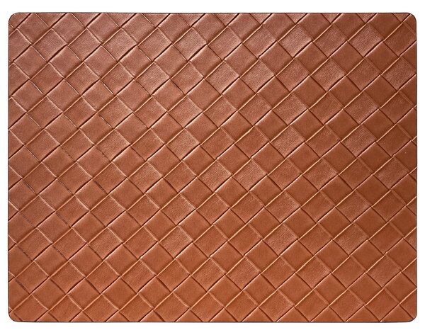Set of 4 Brown Woven Faux Leather Placemats Brown