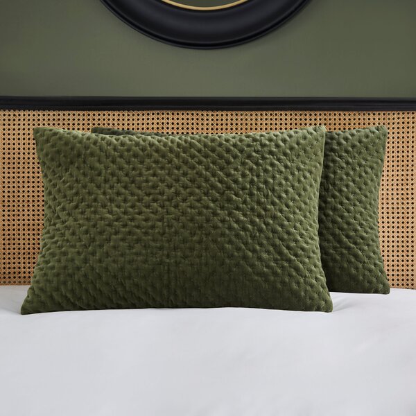 Dorma Genevieve Green 100% Cotton Standard Pillowcase Dark Green