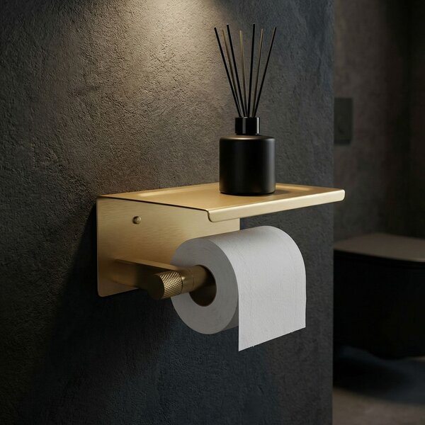 Toilet paper holder with shelf 39105A ORI Brush Gold