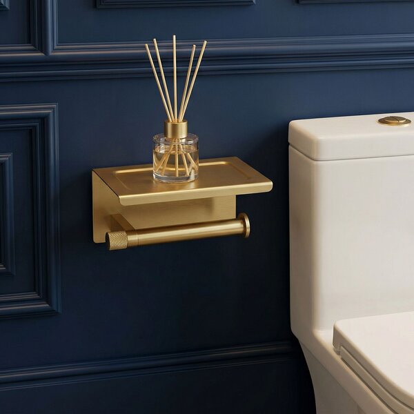 Toilet paper holder with shelf 39105A ORI Brush Gold