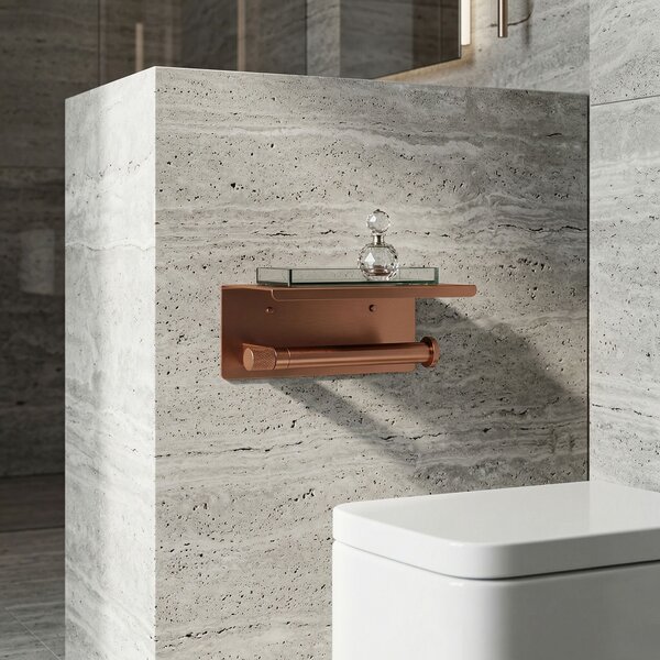 Toilet paper holder with shelf 39105A ORI Brush Copper