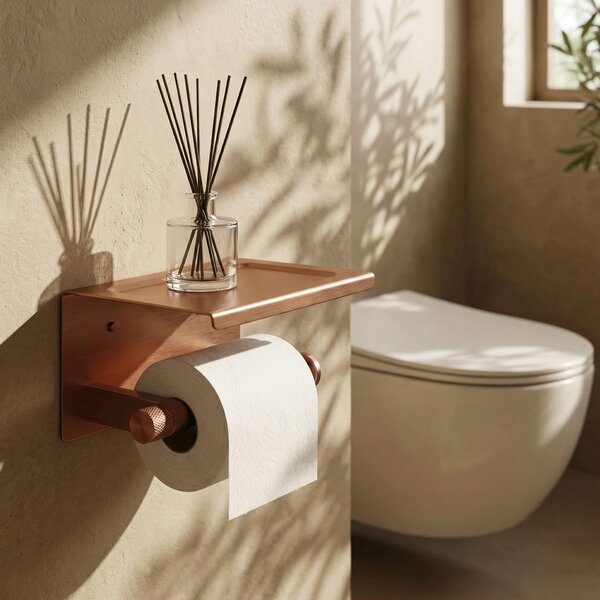 Toilet paper holder with shelf 39105A ORI Brush Copper