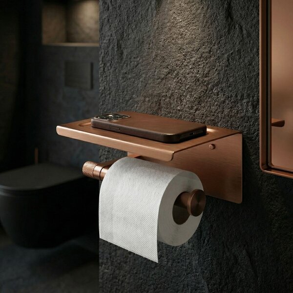Toilet paper holder with shelf 39105A ORI Brush Copper