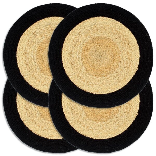 Placemats 4 pcs Natural and Black 38 cm Jute and Cotton