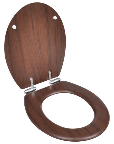 WC Toilet Seat MDF Soft Close Lid Simple Design Brown