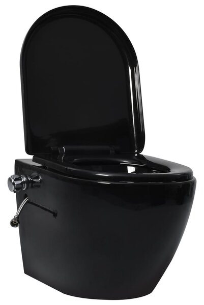 Wall Hung Rimless Toilet with Bidet Function Ceramic Black