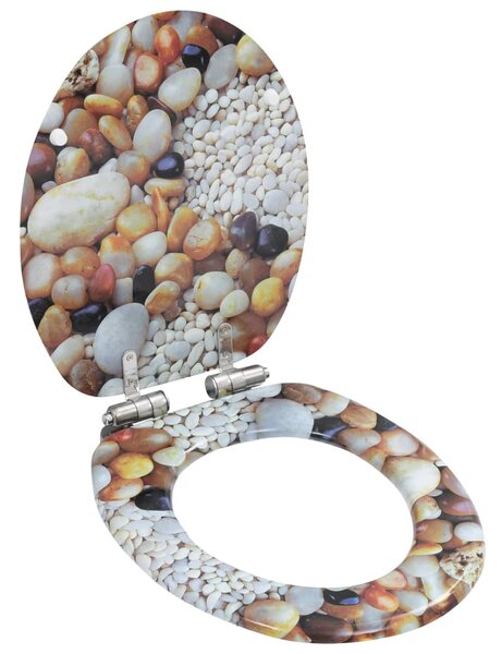 WC Toilet Seat with Soft Close Lid MDF Pebbles Design