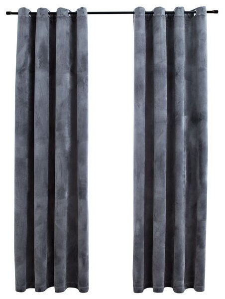 Blackout Curtains with Rings 2 pcs Velvet Anthracite 140x245 cm