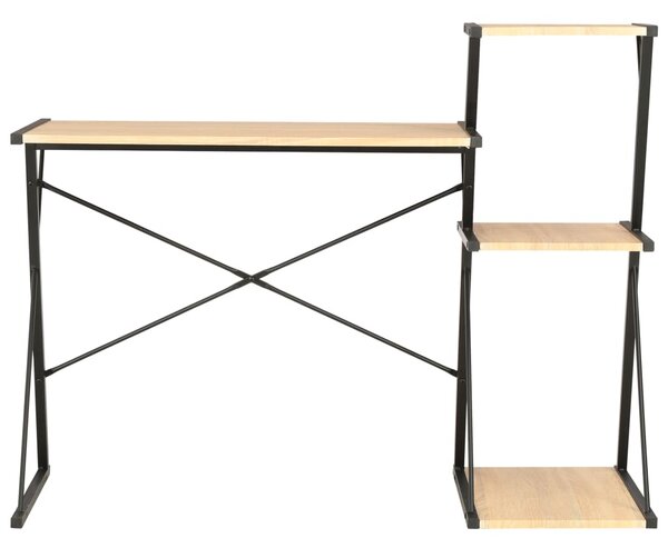 Desk with Shelf Black and Oak 116x50x93 cm