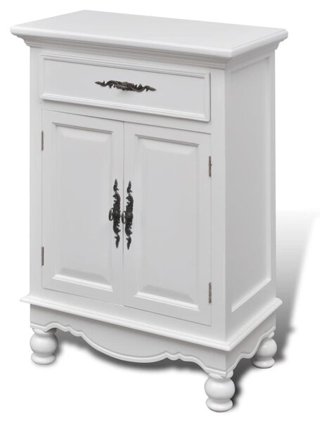 Wooden Cabinet with 2 Doors 1 Drawer White