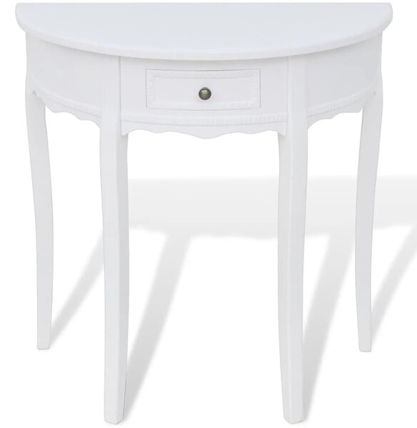 Console Table with Drawer Half-round White