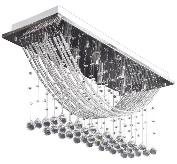 White Ceiling Lamp with Glittering Glass Crystal Beads 8 x G9 29 cm