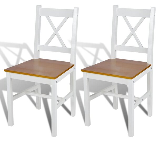 Dining Chairs 2 pcs White Pinewood