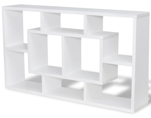 Floating Wall Display Shelf 8 Compartments White