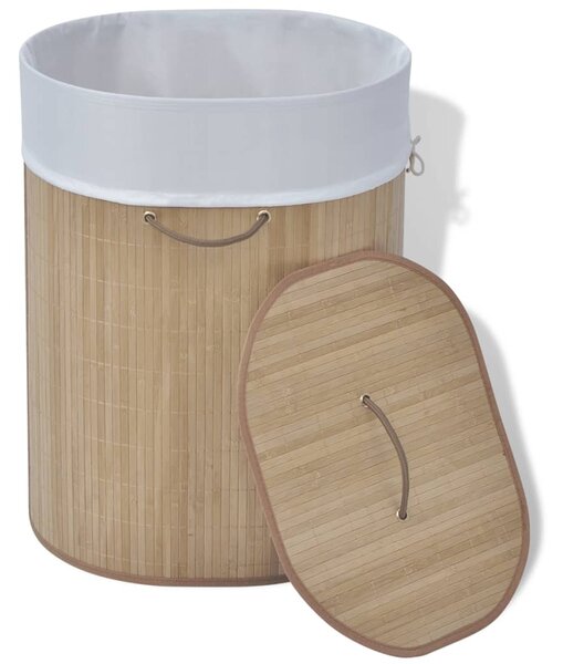 Bamboo Laundry Bin Oval Natural