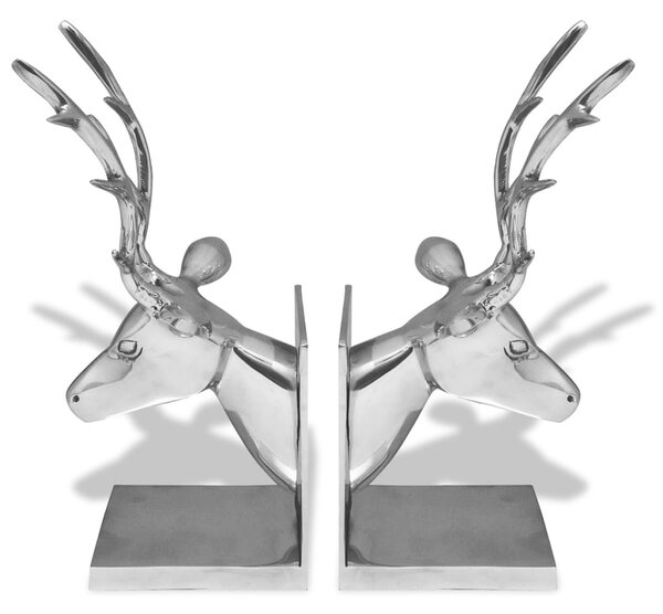 Bookends Deer 2 pcs Aluminium Silver