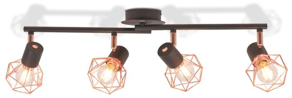 Ceiling Lamp with 4 Spotlights E14 Black and Copper