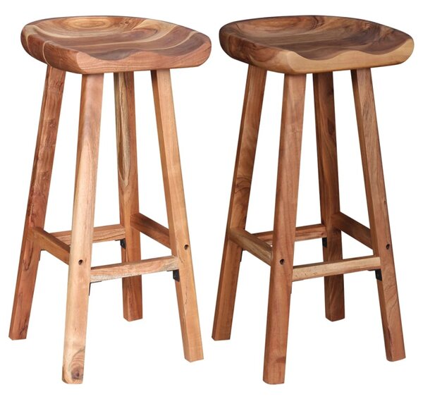 Bar Stools 2 pcs Solid Acacia Wood