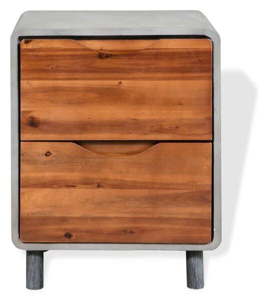 Nightstand Concrete Solid Acacia Wood 40x30x50 cm