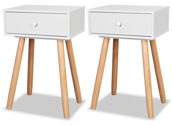 Bedside Tables 2 pcs Solid Pinewood 40x30x61 cm White