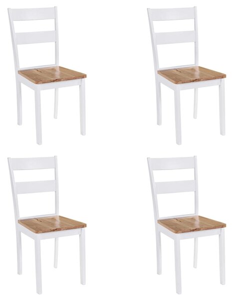 Dining Chairs 4 pcs White Solid Rubber Wood