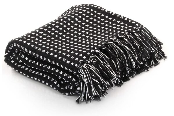 Throw Cotton Squares 125x150 cm Black