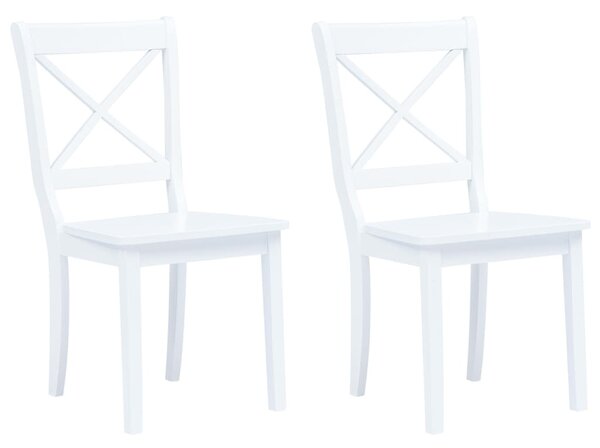 Dining Chairs 2 pcs White Solid Rubber Wood