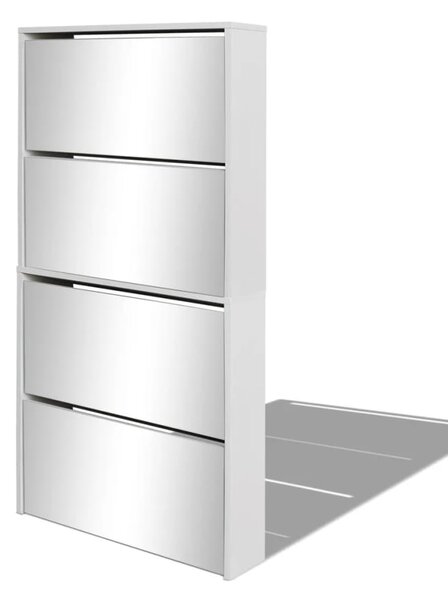 Shoe Cabinet 4-Layer Mirror White 63x17x134 cm