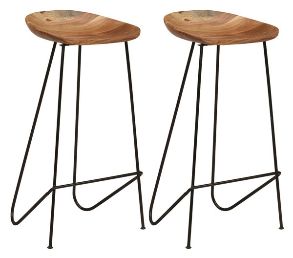 Bar Stools 2 pcs Solid Acacia Wood