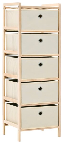 Storage Racks with 5 Fabric Baskets 2 pcs Beige Cedar Wood