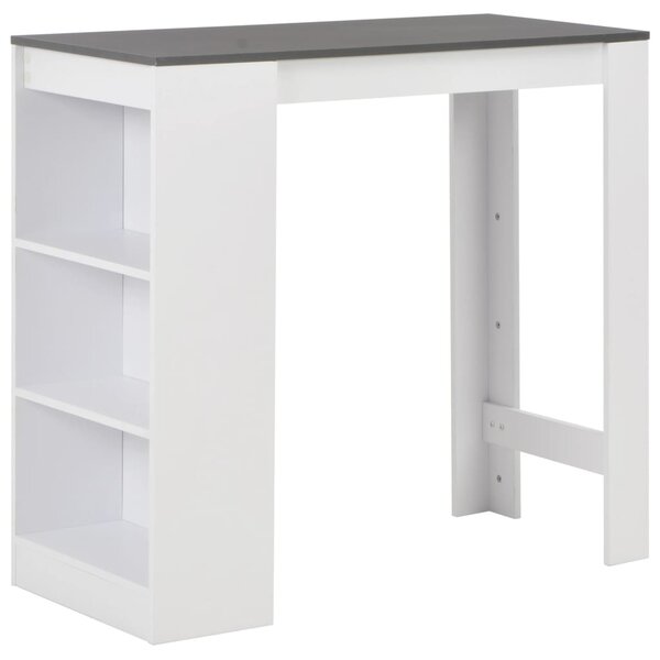 Bar Table with Shelf White 110x50x103 cm