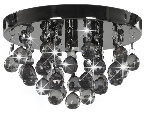 Ceiling Lamp with Smoky Beads Black Round G9