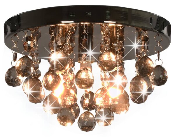 Ceiling Lamp with Smoky Beads Black Round G9