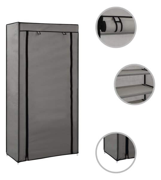 Shoe Cabinet with Cover Grey 58x28x106 cm Fabric