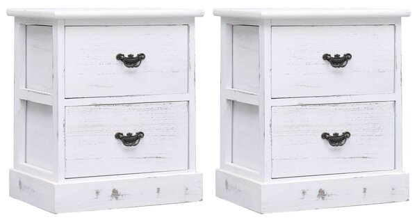 Bedside Cabinets 2 pcs White 38x28x45 cm Paulownia Wood