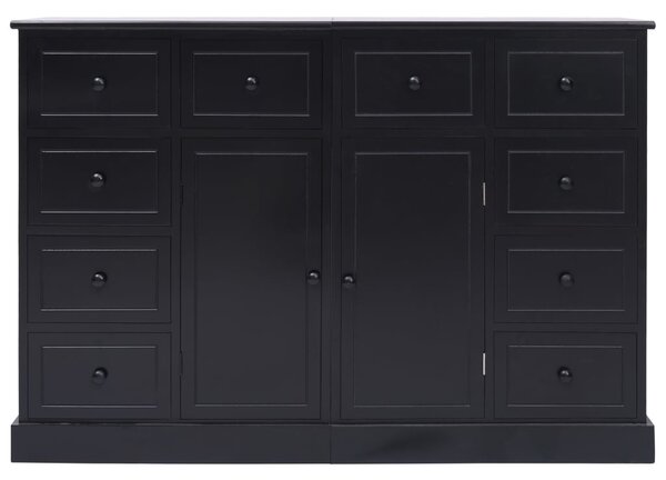 Sideboard with 10 Drawers Black 113x30x79 cm Wood