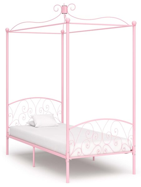 284486 Canopy Bed Frame without Mattress Pink Metal 90x200 cm