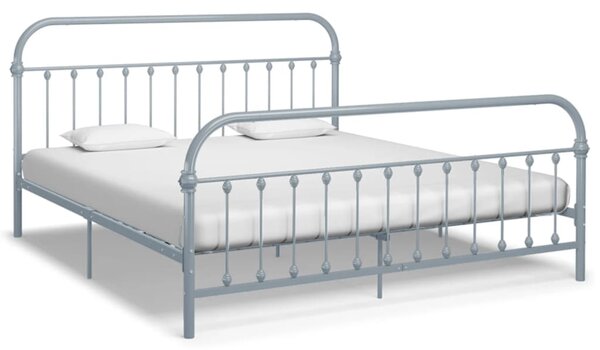 284509 Bed Frame without Mattress Grey Metal 180x200 cm Super King